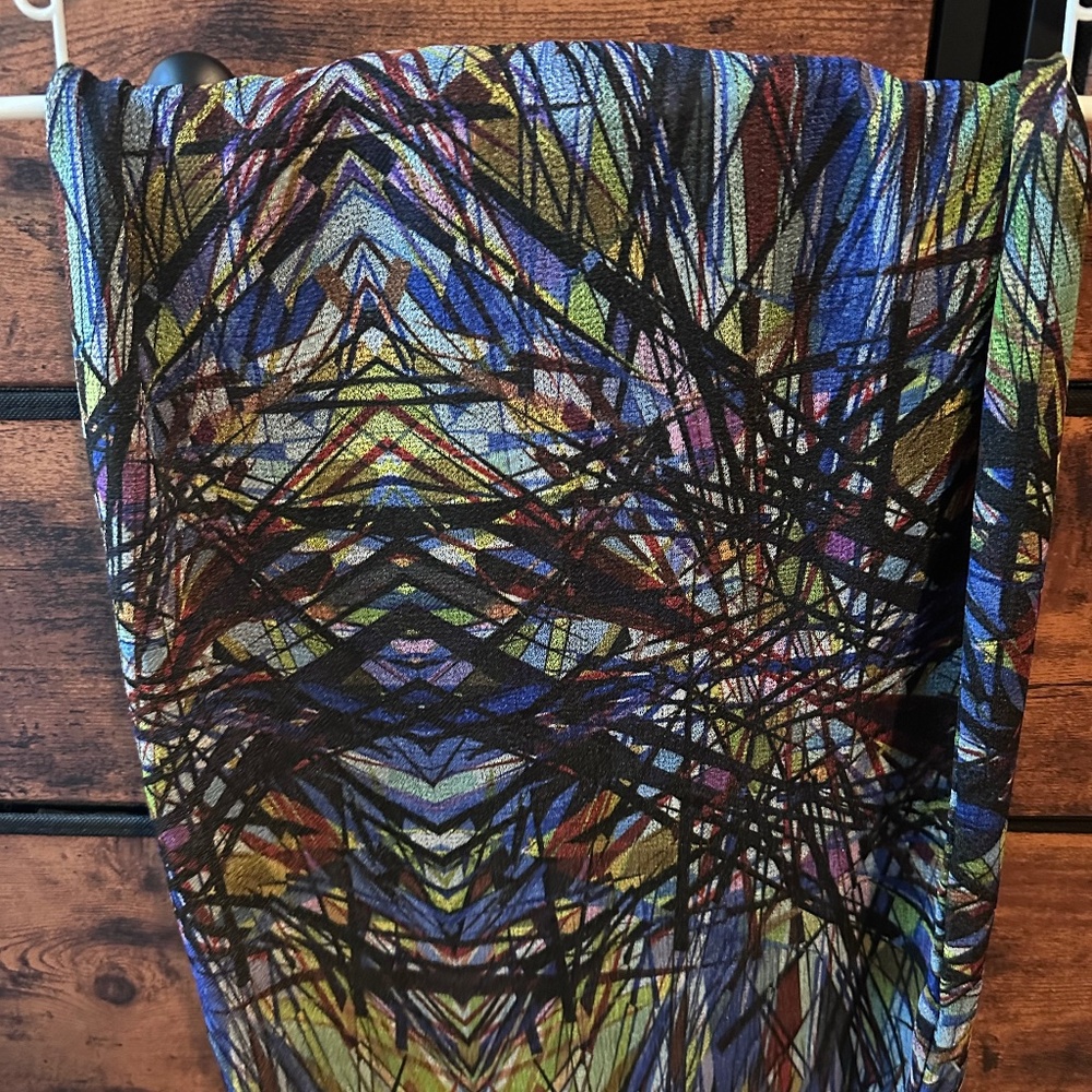 Stained glass watercolor pattern pencil skirt